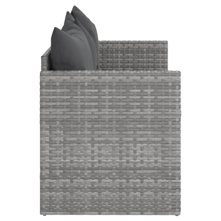 Tuinbank 3-zits met kussens poly rattan Grijs