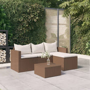 Loungeset poly rattan bruin 4-delig