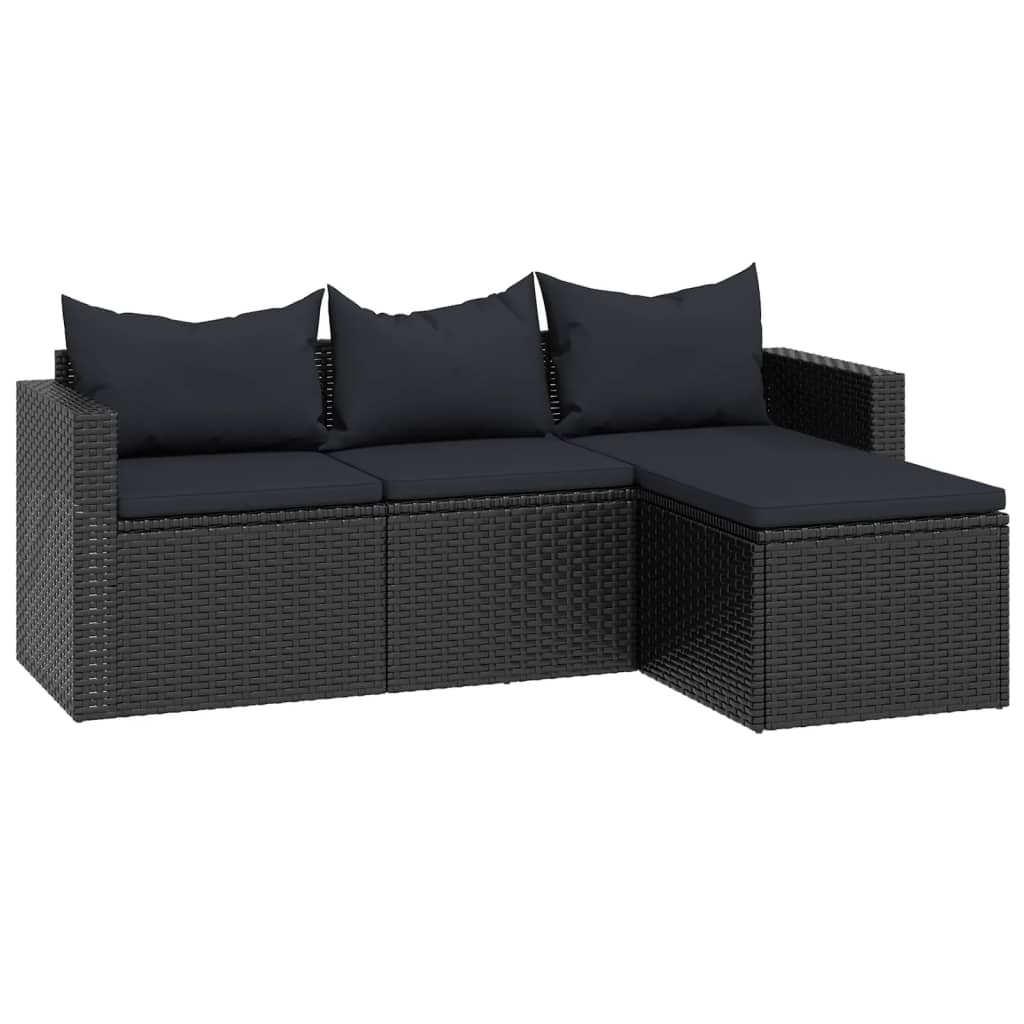 Loungeset Poly Rattan Zwart