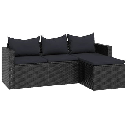 Loungeset Poly Rattan Zwart
