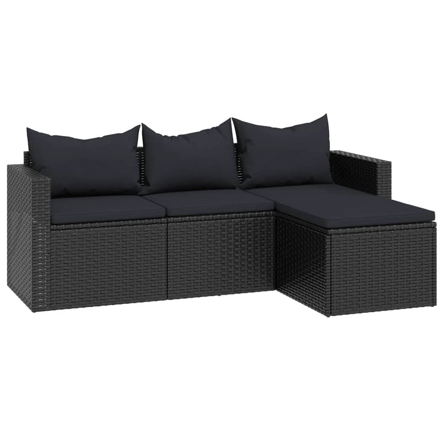 Loungeset Poly Rattan Zwart