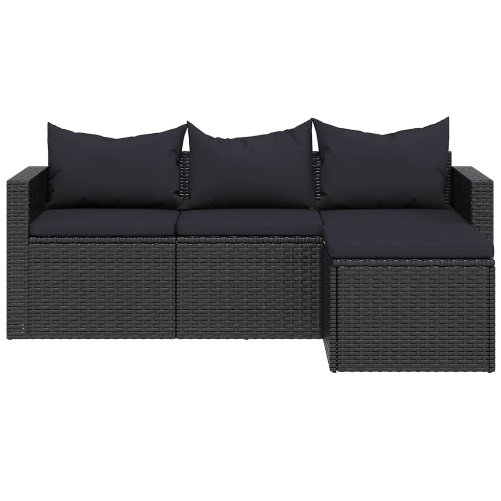 Loungeset Poly Rattan Zwart