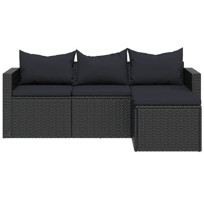 Loungeset Poly Rattan Zwart