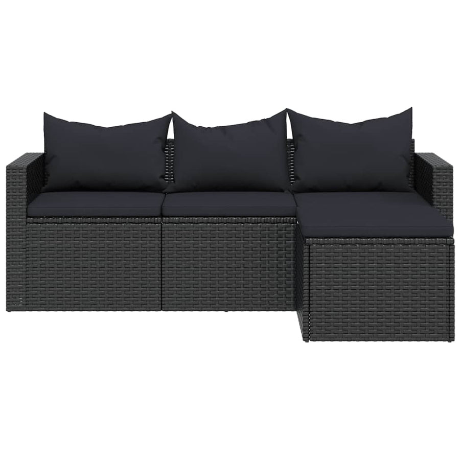 Loungeset Poly Rattan Zwart