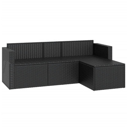 Loungeset Poly Rattan Zwart