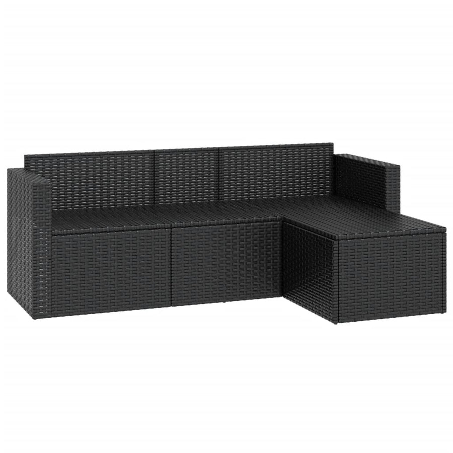Loungeset Poly Rattan Zwart