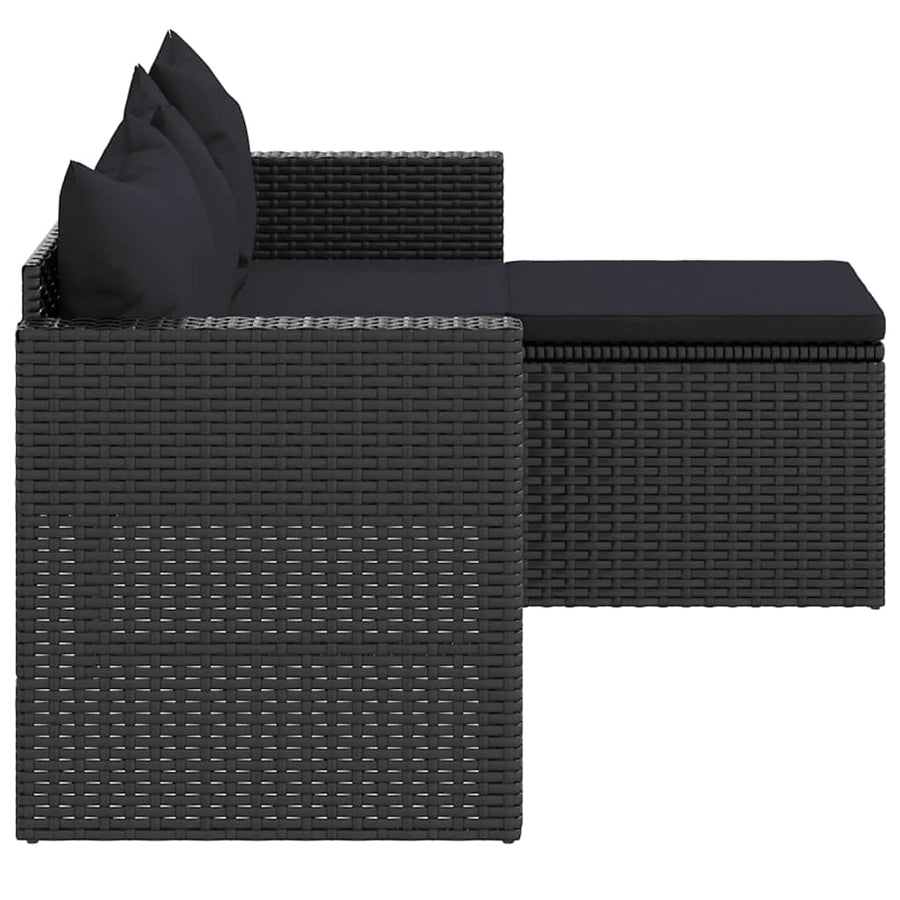 Loungeset Poly Rattan Zwart