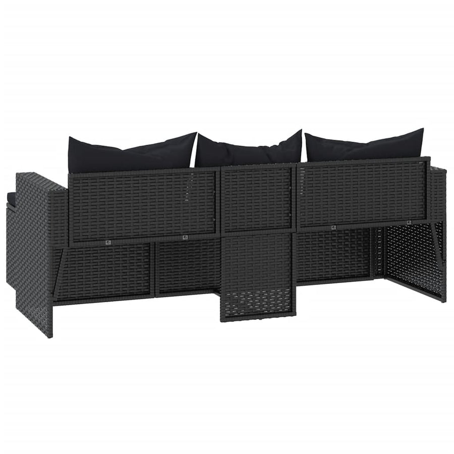 Loungeset Poly Rattan Zwart