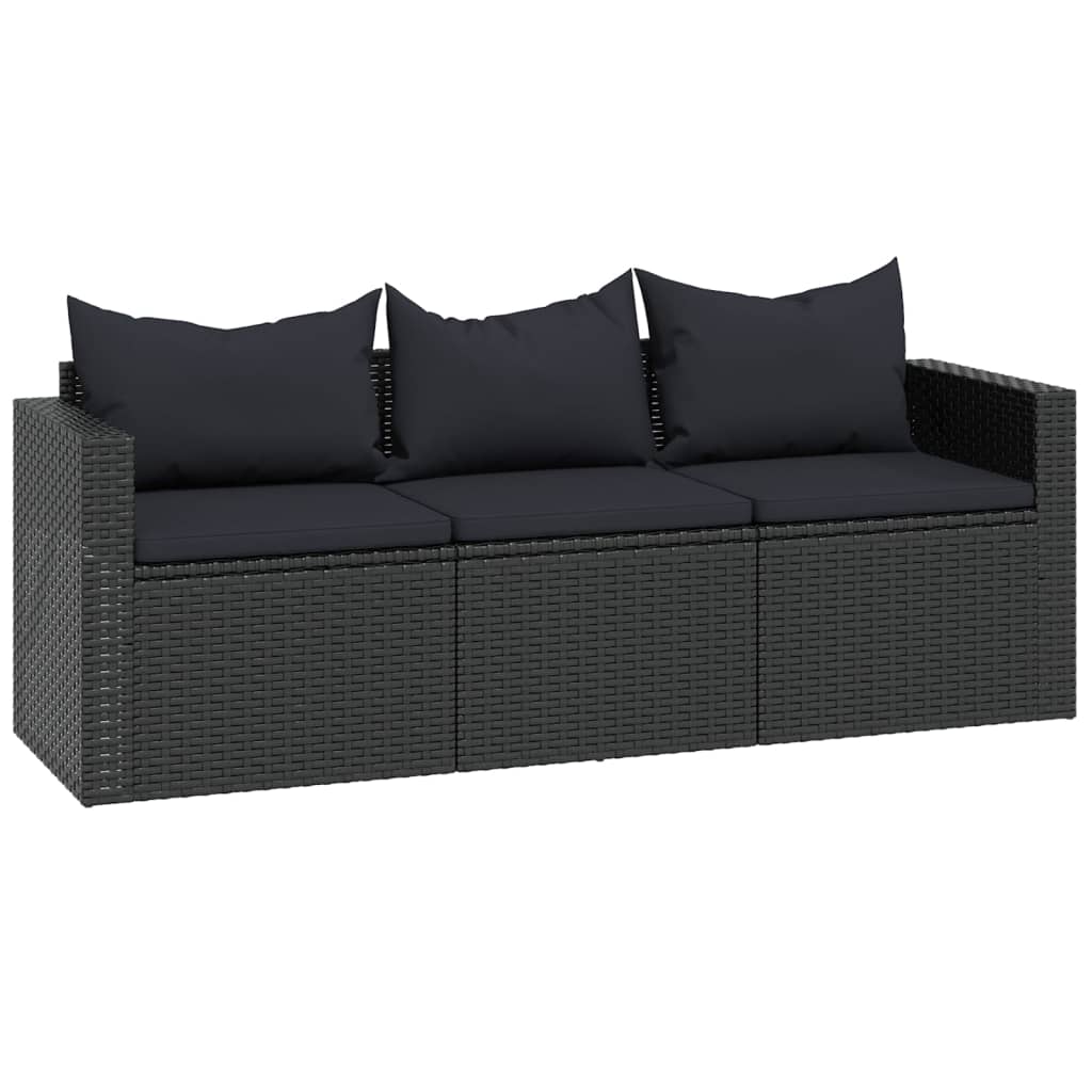 Loungeset Poly Rattan Zwart