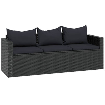 Loungeset Poly Rattan Zwart