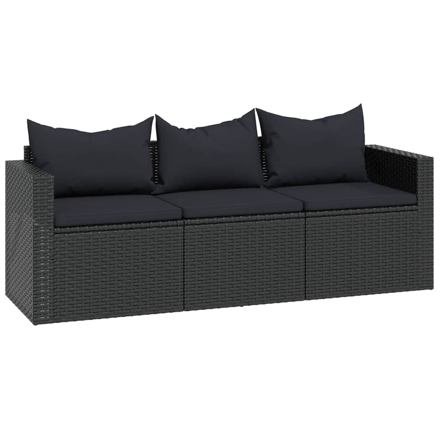 Loungeset Poly Rattan Zwart