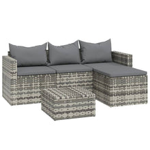 -Delige Loungeset Met Kussens Poly Rattan Grijs