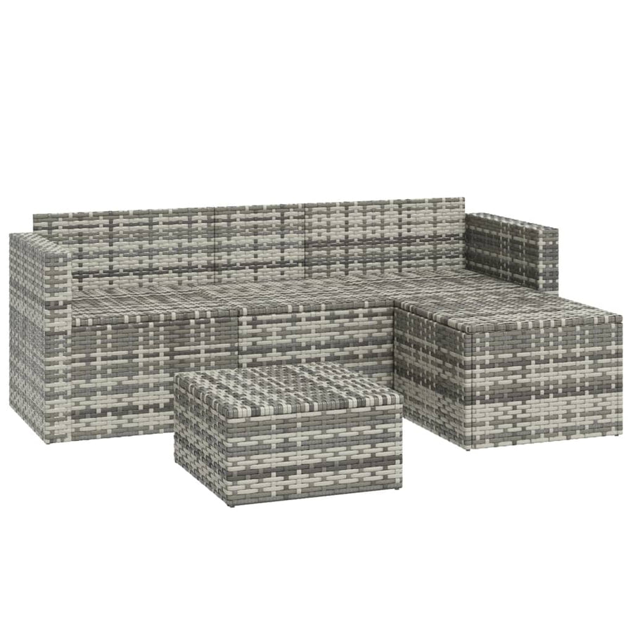 -Delige Loungeset Met Kussens Poly Rattan Grijs