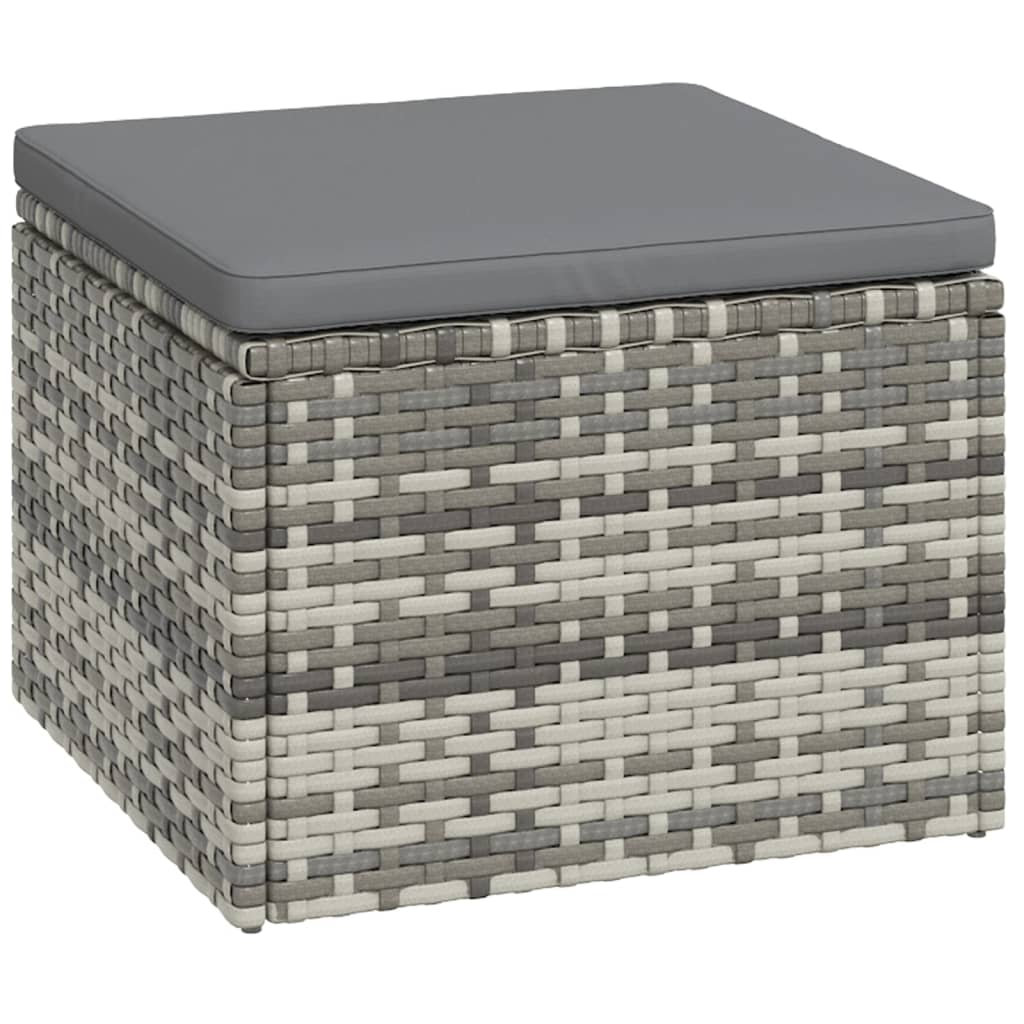 -Delige Loungeset Met Kussens Poly Rattan Grijs