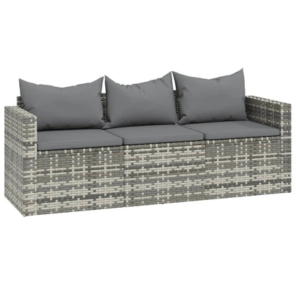 -Delige Loungeset Met Kussens Poly Rattan Grijs