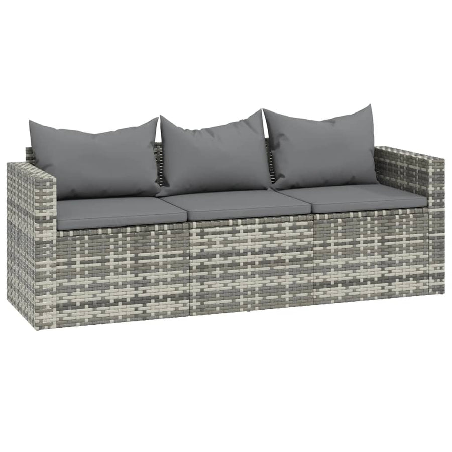 -Delige Loungeset Met Kussens Poly Rattan Grijs
