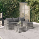 -Delige Loungeset Met Kussens Poly Rattan Grijs