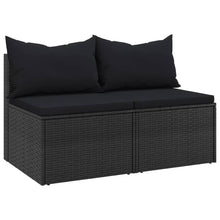 Tuinmiddenbanken Met Kussens 2 St Poly Rattan Zwart