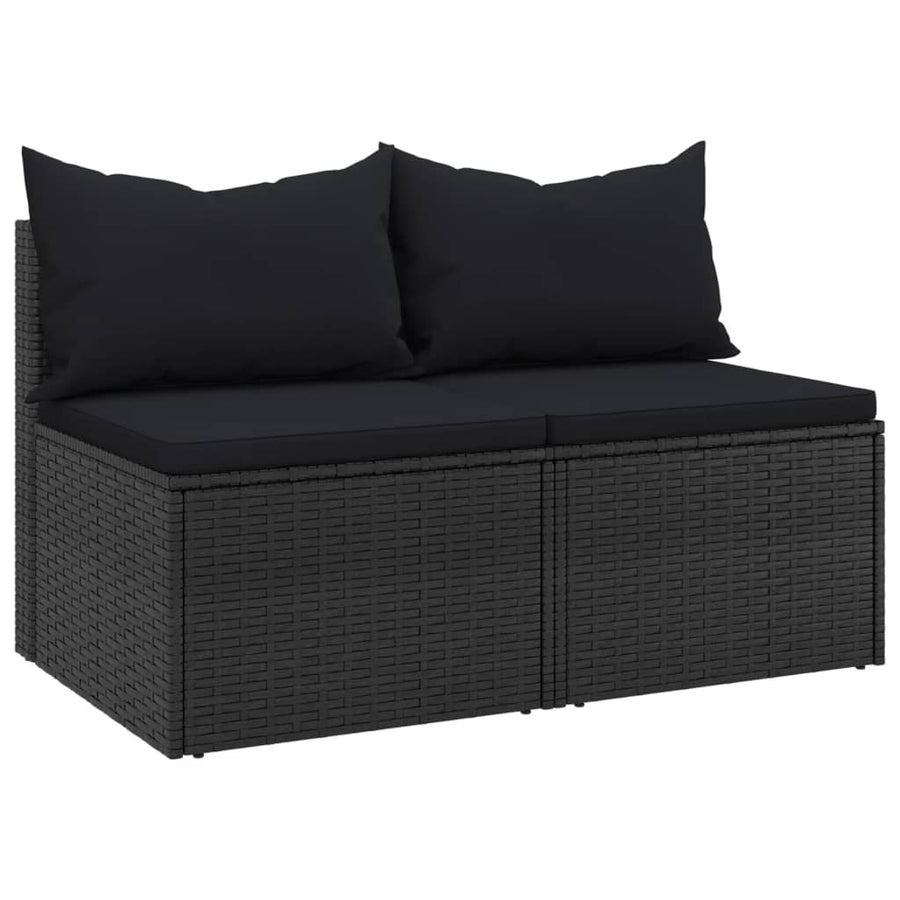 Tuinmiddenbanken Met Kussens 2 St Poly Rattan Zwart