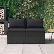 Tuinmiddenbank poly rattan 2 stuks zwart
