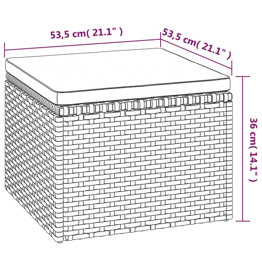 Tuinbank 3-Zits Met Dak En Voetenbank Poly Rattan Zwart
