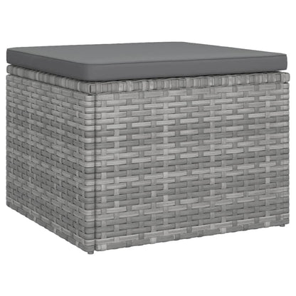 Tuinbank 3-Zits Met Dak En Voetenbank Poly Rattan Grijs