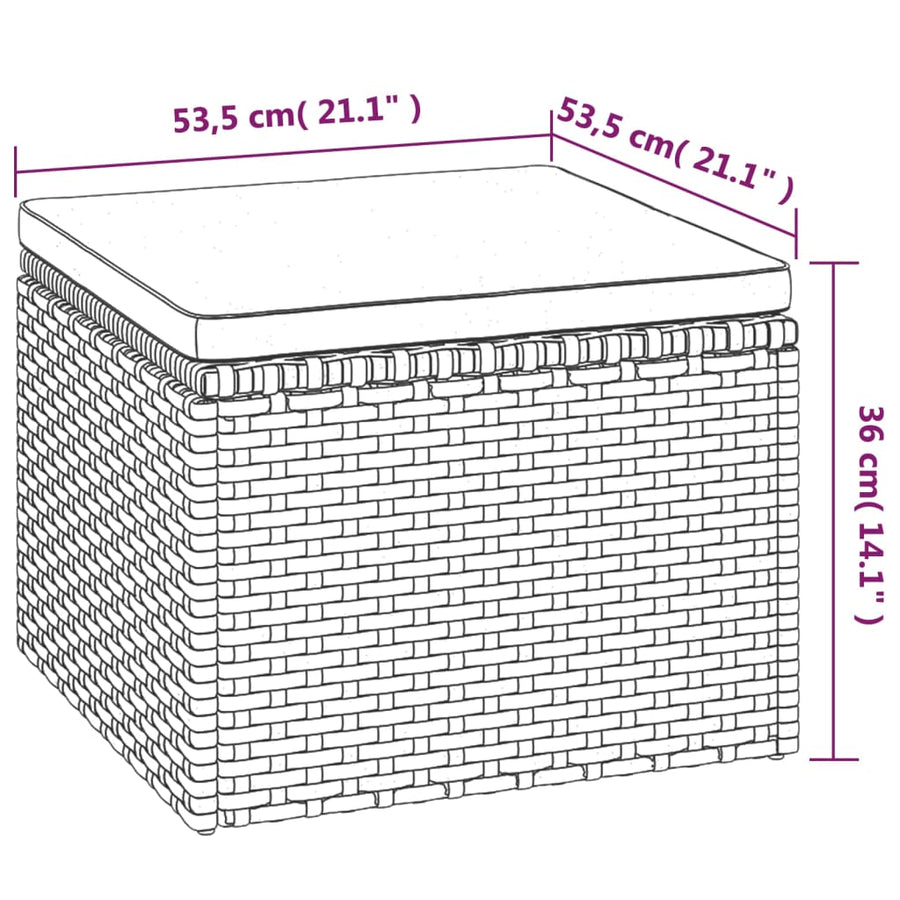 Tuinbank 3-Zits Met Dak En Voetenbank Poly Rattan Grijs