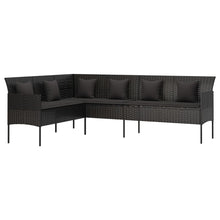 Tuinbank L-Vormig Met Kussens Poly Rattan Zwart
