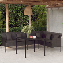 Tuinbank L-Vormig Met Kussens Poly Rattan Zwart