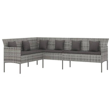 Tuinbank L-Vormig Met Kussens Poly Rattan Grijs
