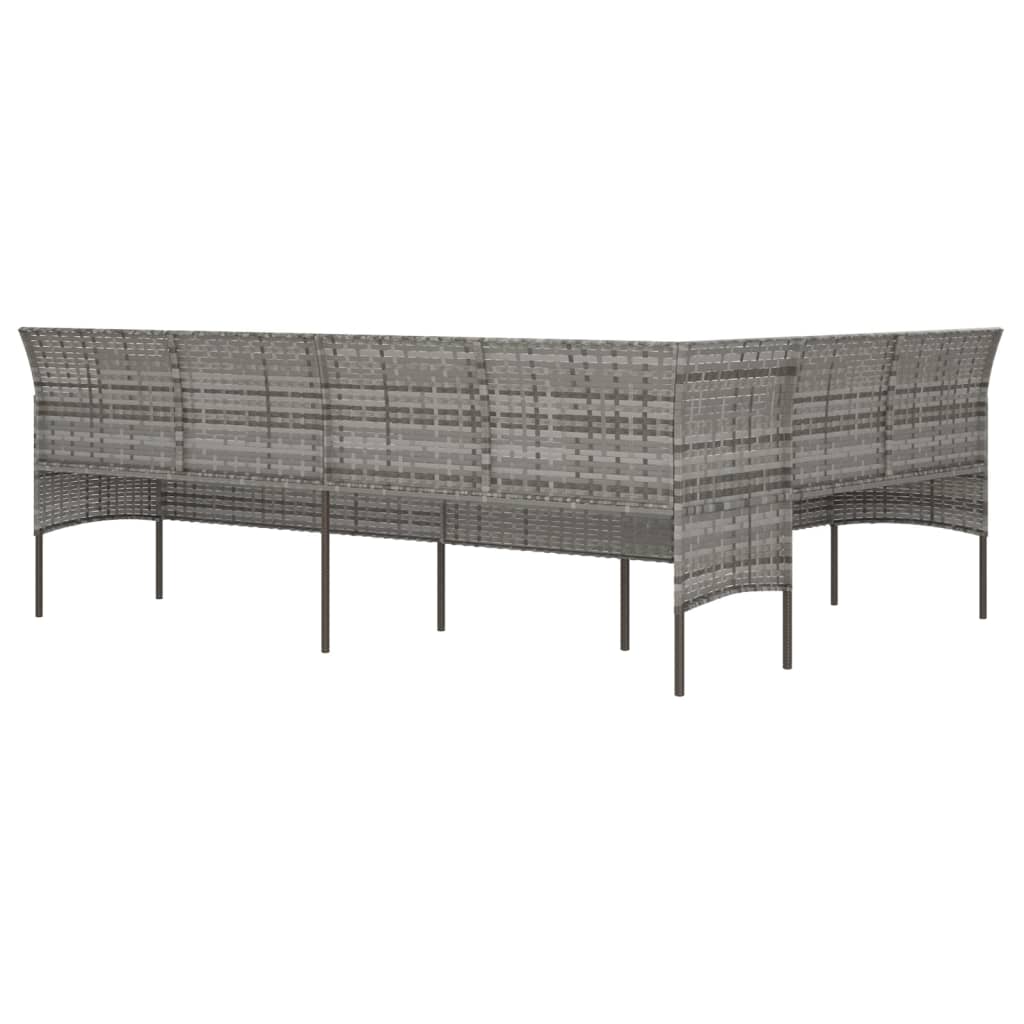 Tuinbank L-Vormig Met Kussens Poly Rattan Grijs