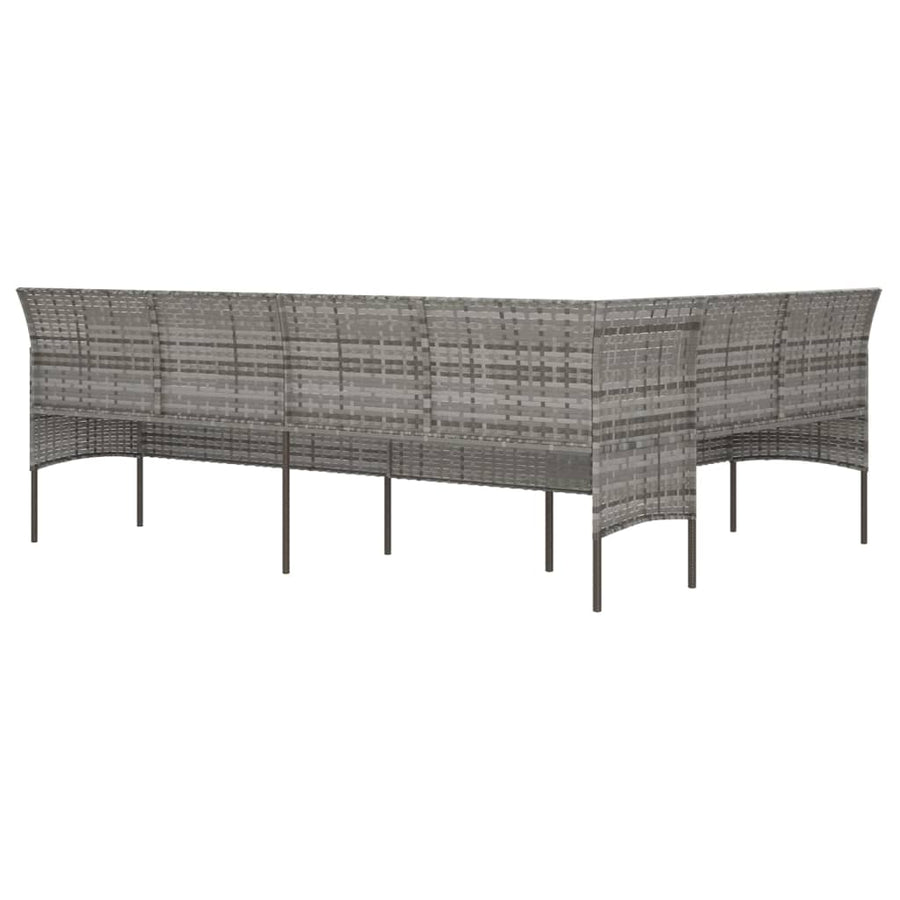 Tuinbank L-Vormig Met Kussens Poly Rattan Grijs