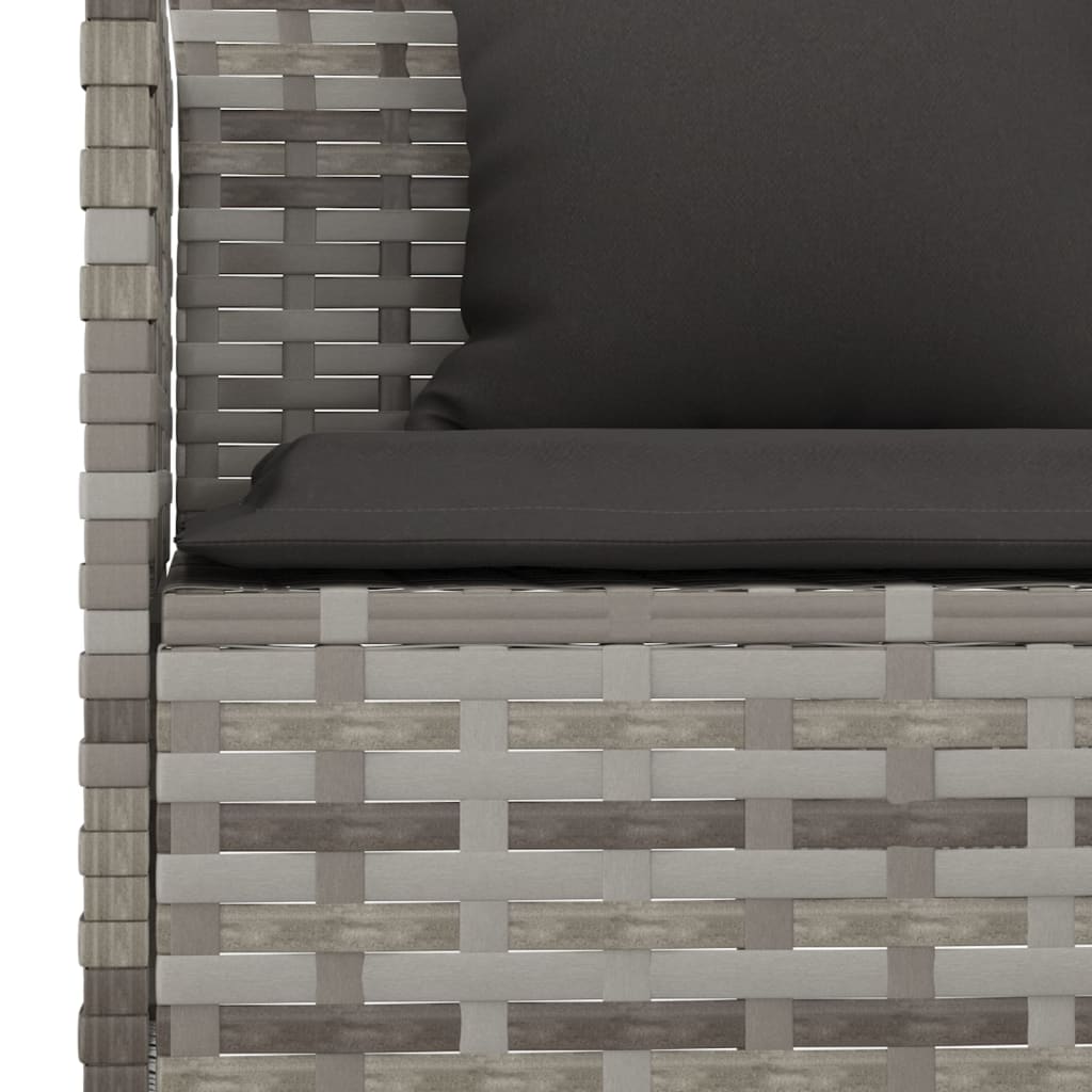 Tuinbank L-Vormig Met Kussens Poly Rattan Grijs