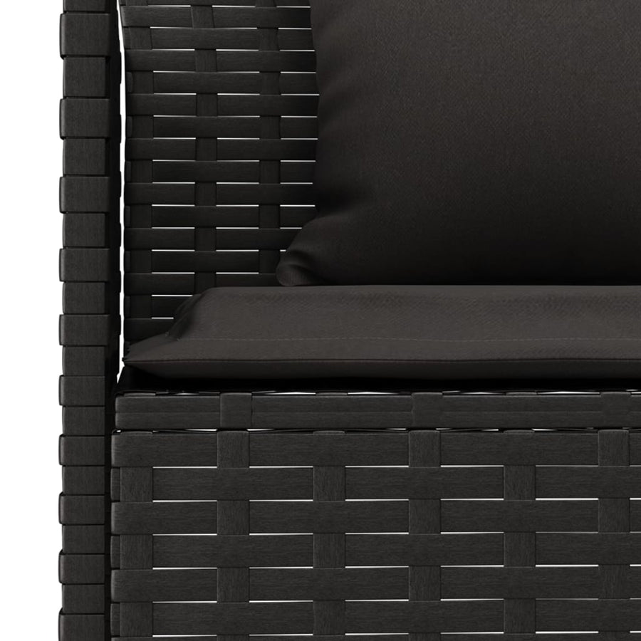 -Delige Tuinset Met Kussens Poly Rattan Zwart