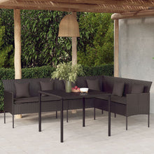 -Delige Tuinset Met Kussens Poly Rattan Zwart