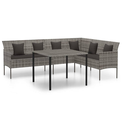 -Delige Tuinset Met Kussens Poly Rattan Grijs