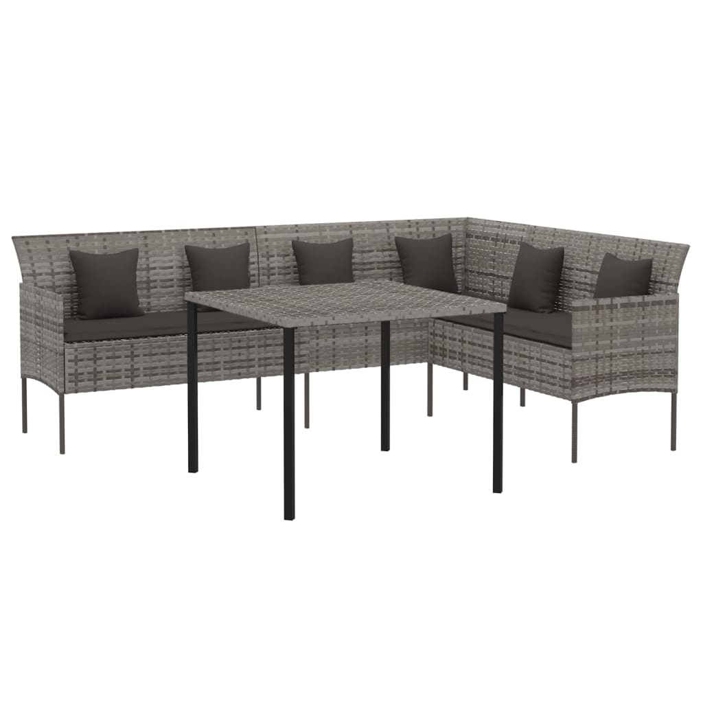 -Delige Tuinset Met Kussens Poly Rattan Grijs