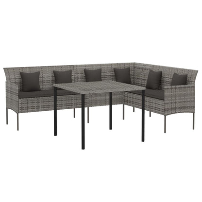 -Delige Tuinset Met Kussens Poly Rattan Grijs