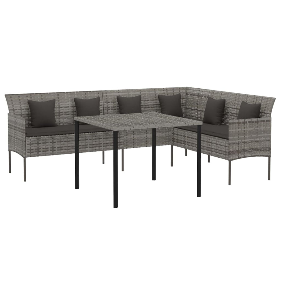 -Delige Tuinset Met Kussens Poly Rattan Grijs