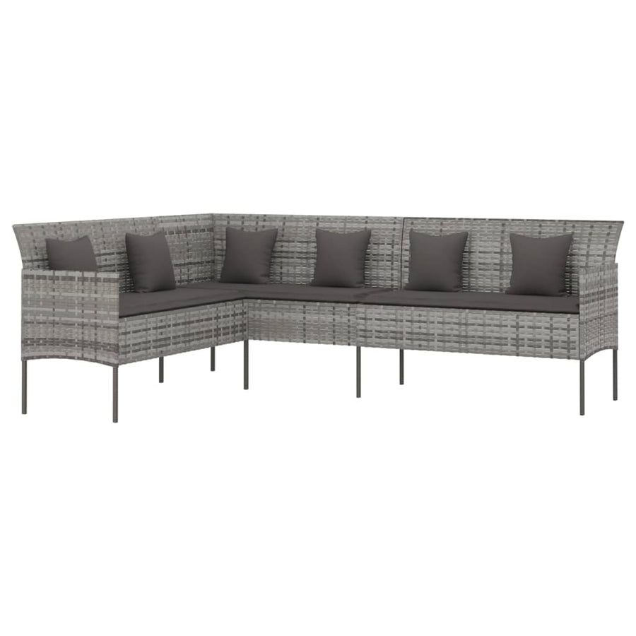 -Delige Tuinset Met Kussens Poly Rattan Grijs