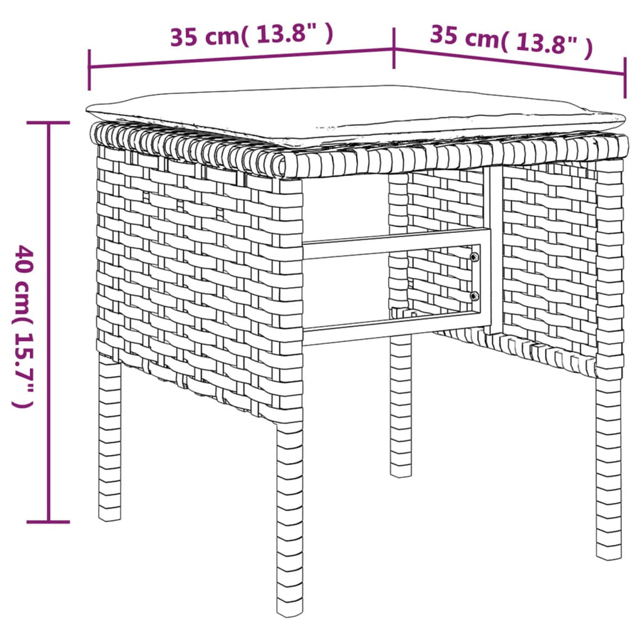 Tuinvoetenbanken Met Kussens Poly Rattan Zwart