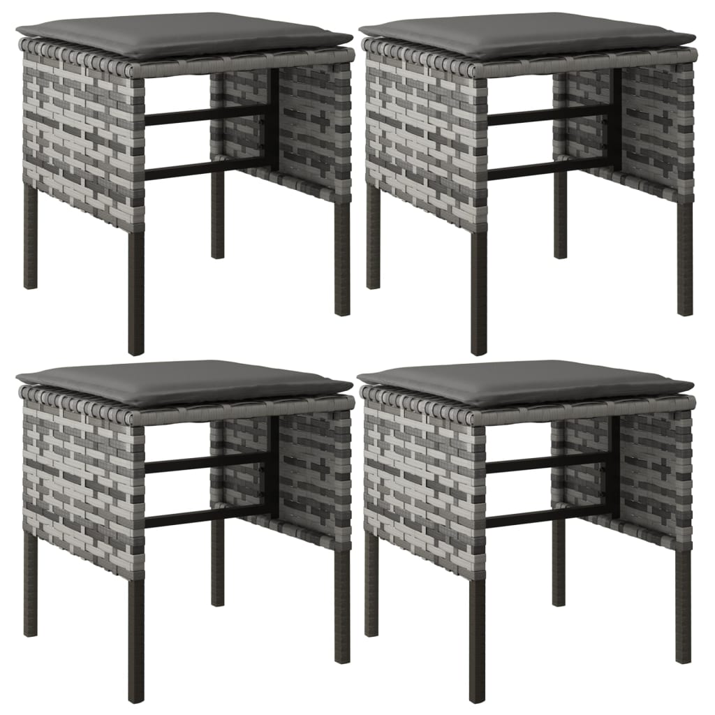Tuinvoetenbanken Met Kussens Poly Rattan Grijs