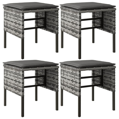 Tuinvoetenbanken Met Kussens Poly Rattan Grijs