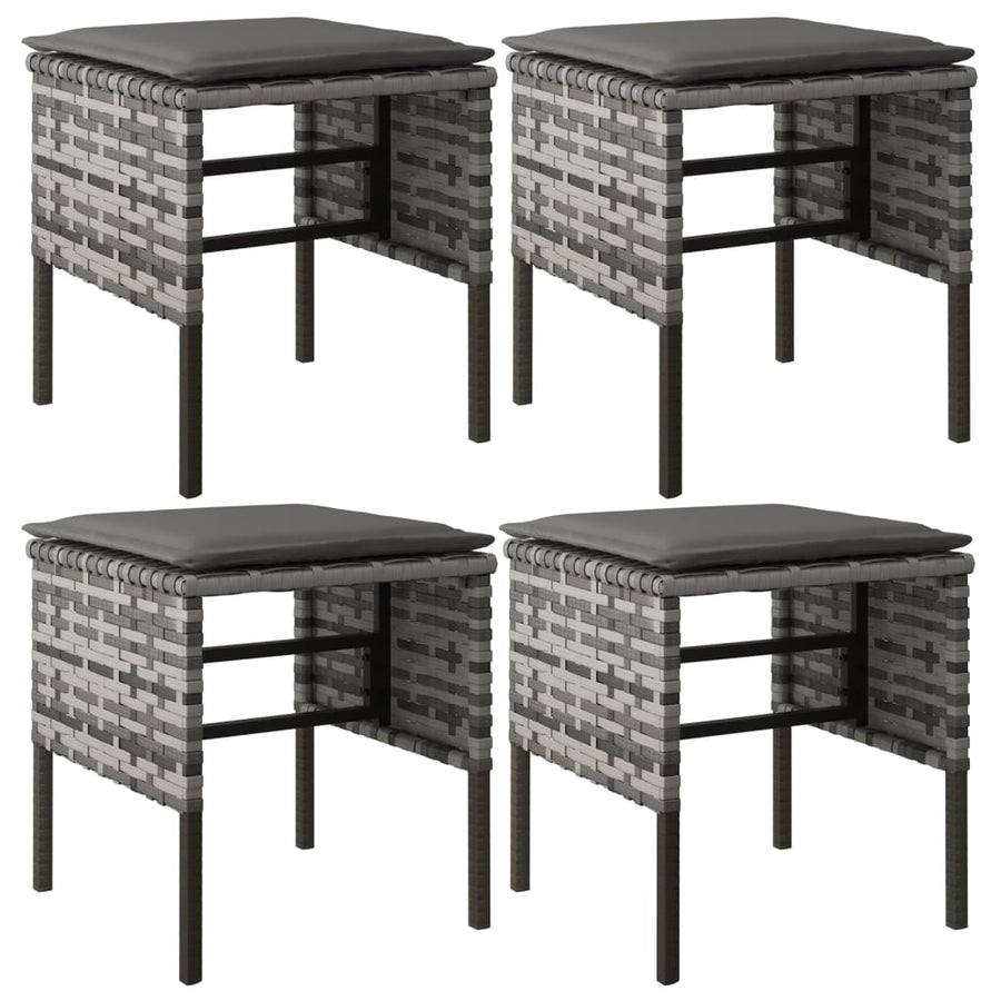 Tuinvoetenbanken Met Kussens Poly Rattan Grijs