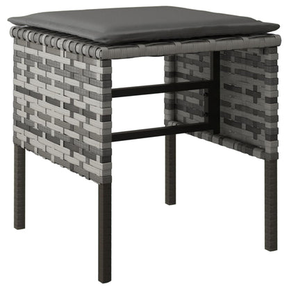 Tuinvoetenbanken Met Kussens Poly Rattan Grijs
