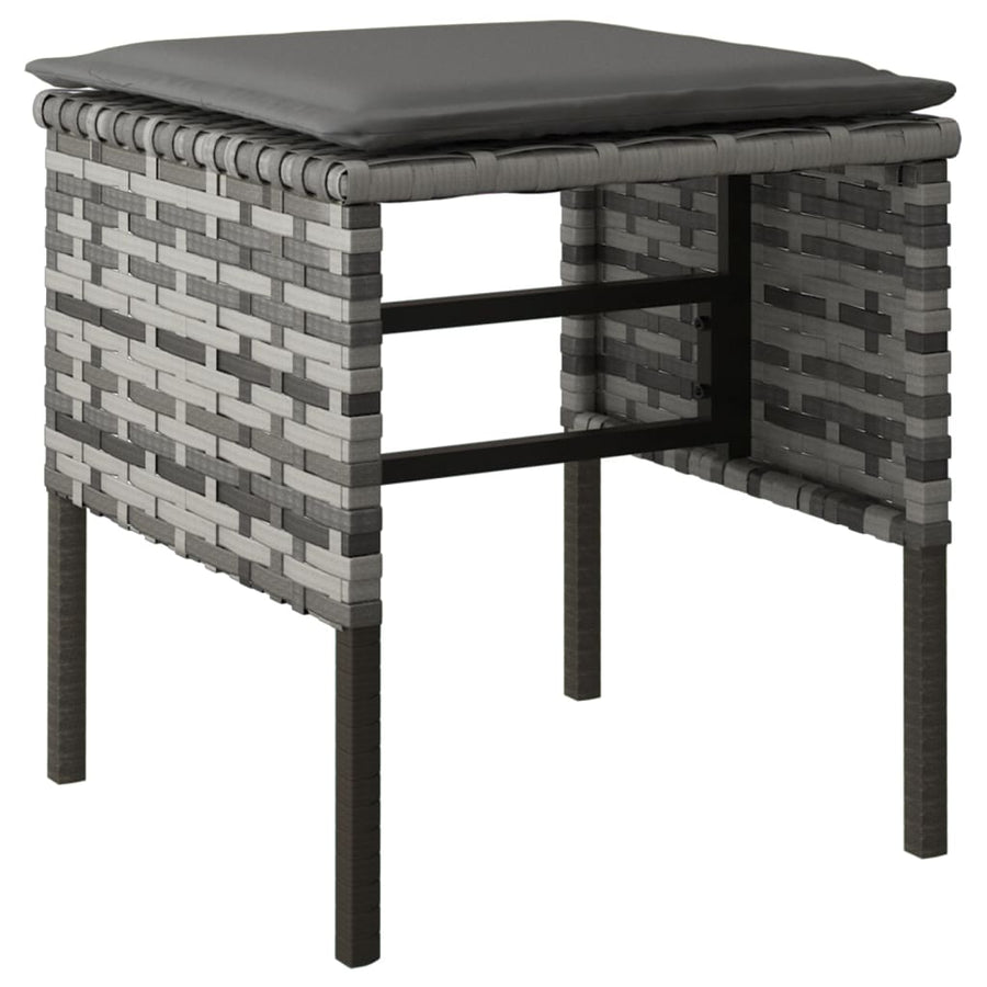 Tuinvoetenbanken Met Kussens Poly Rattan Grijs