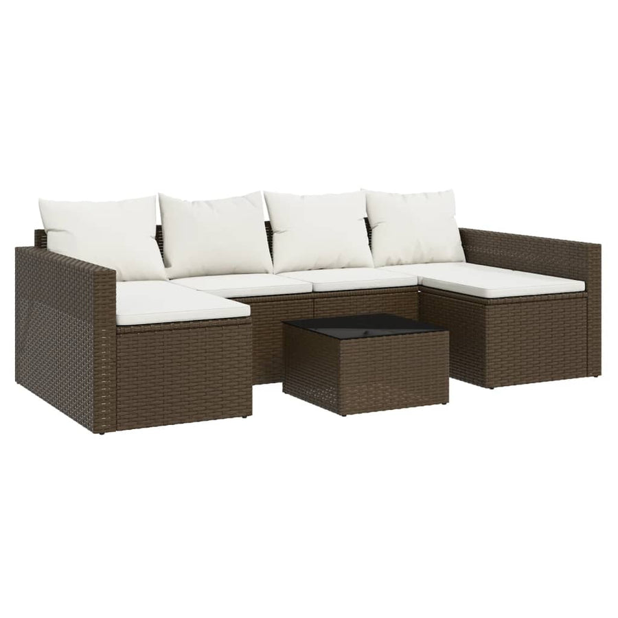 -Delige Loungeset Met Kussens Poly Rattan Bruin