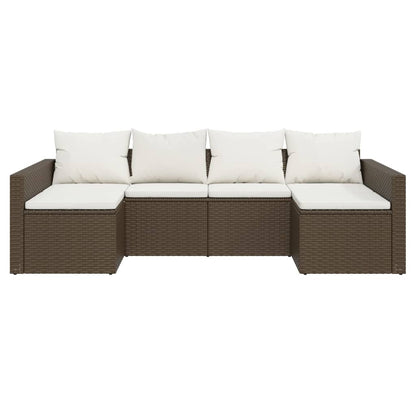 -Delige Loungeset Met Kussens Poly Rattan Bruin