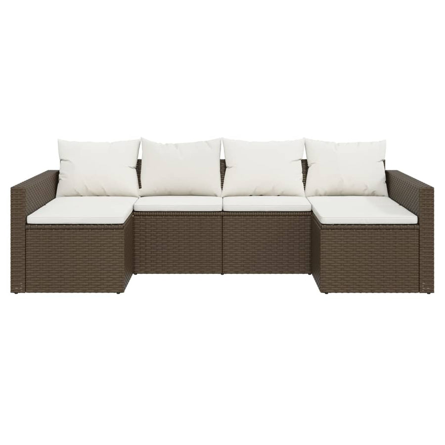 -Delige Loungeset Met Kussens Poly Rattan Bruin