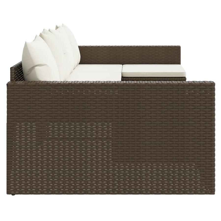 -Delige Loungeset Met Kussens Poly Rattan Bruin